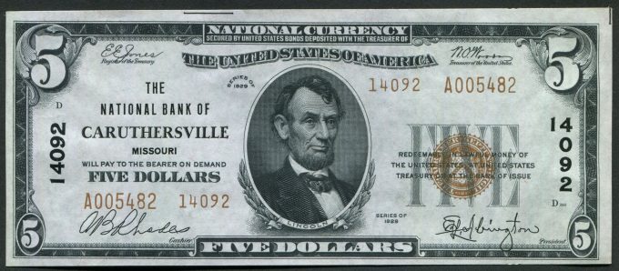 Caruthersville $5 note