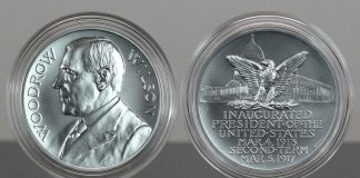US Mint Sales: Wilson Medal Tops Week, Gold Eagle Prices Lower CoinNews photos Woodrow Wilson Presidential Silver Medal - obverse and reverse
