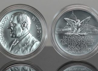 US Mint Sales: Wilson Medal Tops Week, Gold Eagle Prices Lower CoinNews photos Woodrow Wilson Presidential Silver Medal - obverse and reverse