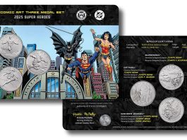 U.S. Mint Opens Subscriptions for Comic Art Three-Medal Set Two of several U.S. Mint product images for its Comic Art Three Medal Set featuring for Superman, Batman, Wonder Woman