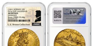 L.E. Bruun Scandinavian Collection Auction Features 500+ NGC-Certified Pieces Norway 1661 10 Ducat Fort Aggershus