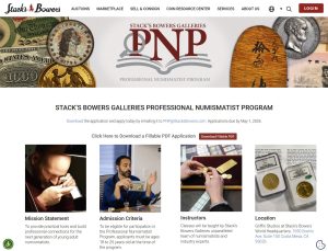 Stack's Bowers PNP website screen shot