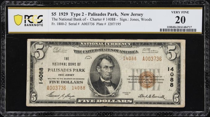 Type 2  issued by the National Bank of Palisades Park