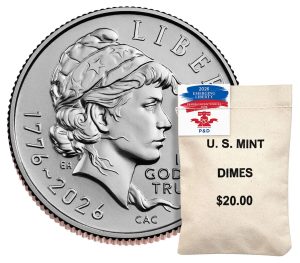 U.S. Mint product image for the 1776-2026 P&D Emerging Liberty Dime 200-Coin Bag