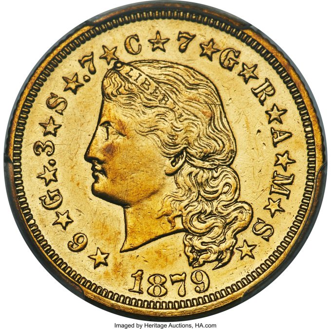 1879 $4 Flowing Hair Stella