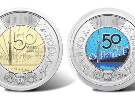 CN Tower’s 50th Anniversary Celebrated on New Canadian $2 Coins 2026 $2 50th Anniversary of the CN Tower Coins - Non-color and Colorized