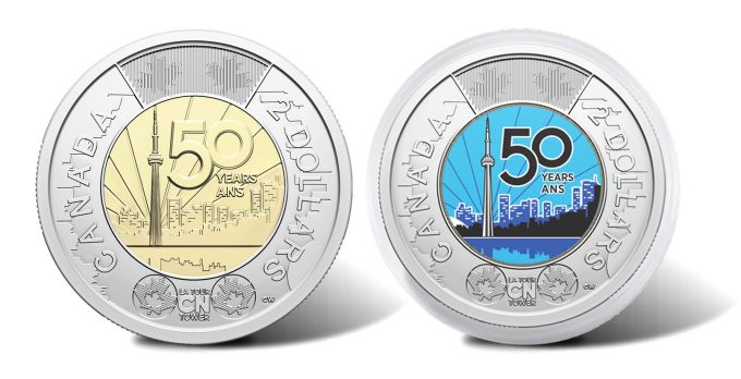 2026 $2 50th Anniversary of the CN Tower Coins - Non-color and Colorized