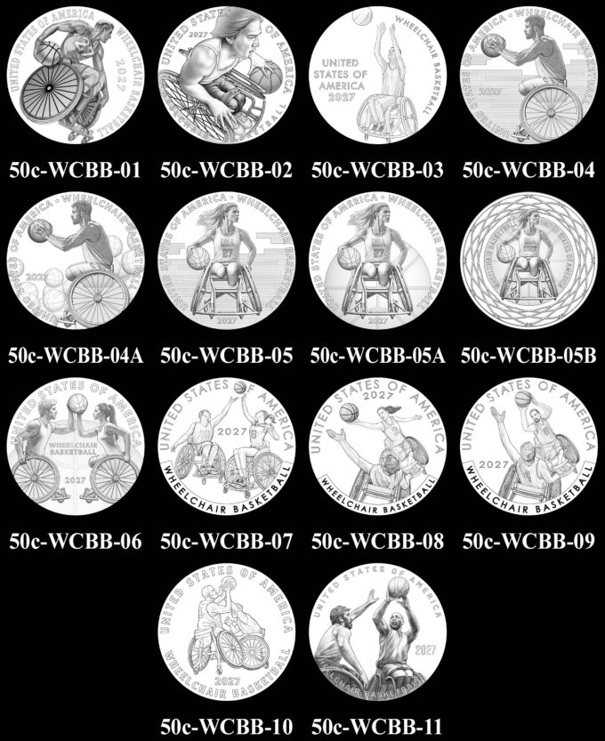 Reverse Candidate Designs 2027 Paralympic Wheelchair Basketball Half Dollar