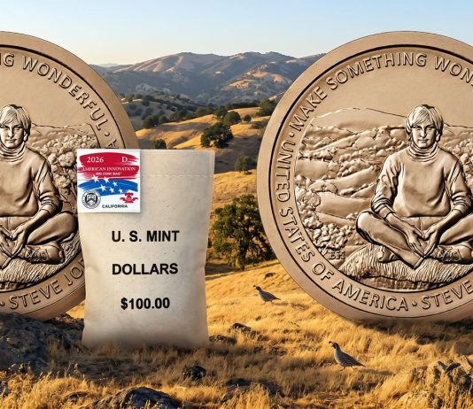 U.S. Mint Launches 2026 California $1 Featuring Steve Jobs, Liberty Bell Privy 2026 California American Innovation Dollar - Rolls and Bags