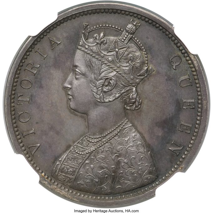 British India. Victoria silver Proof Pattern Piefort Rupee 1860 PR63 NGC