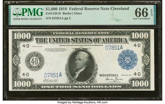 Fr. 1133-D $1,000 1918 Federal Reserve Note