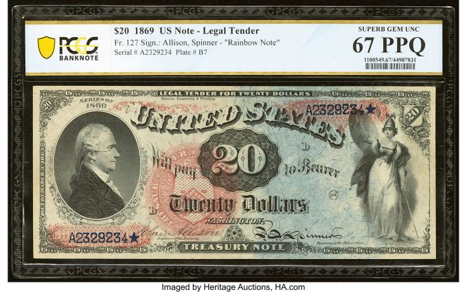 Fr. 127 $20 1869 Legal Tender PCGS Banknote
