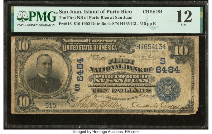 San Juan, PR - $10 1902 Date Back Fr. 616