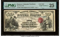 Serial Number 1 Denver, Colorado Territory – $20 Original Fr. 426