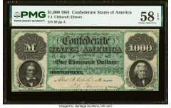 T1 $1,000 1861 PF-1 Cr. 1 PMG Choice About Unc 58 EPQ