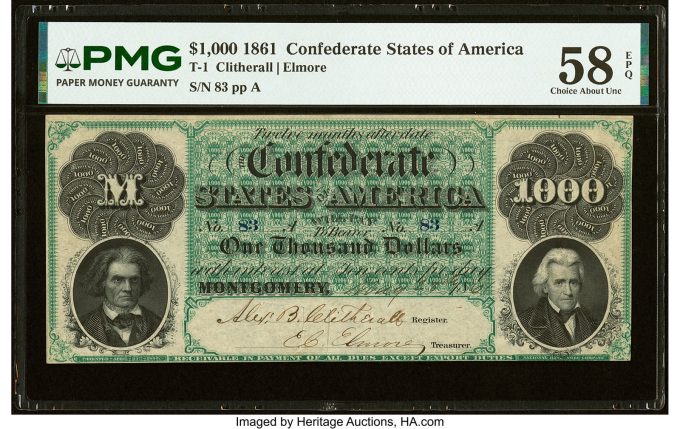 T1 $1,000 1861 PF-1 Cr. 1 PMG Choice About Unc 58 EPQ