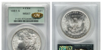 Gold CAC 1881-S Morgan Dollar Leads $619K Heritage Auction 1881-S $1 MS67 PCGS. Gold CAC