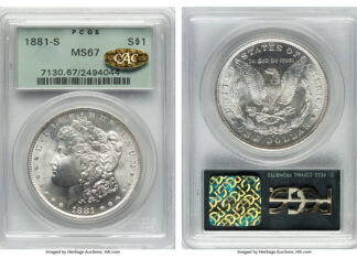 Gold CAC 1881-S Morgan Dollar Leads $619K Heritage Auction 1881-S $1 MS67 PCGS. Gold CAC