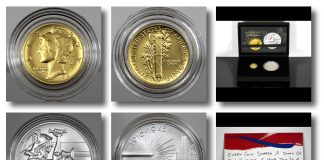 Photos Show Best of the Mint Mercury Dime Gold & Silver Set BOM 1916 Mercury Dime Gold Coin and Silver Metal Set