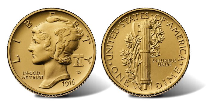 Best of the Mint 1916 Mercury Dime Gold Coin