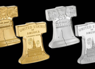 U.S. Mint Liberty Bell-Shaped Coins and Medal Launch July 16 US Mint image Liberty Bell-Shaped Gold Coin and Silver Medal