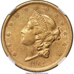 1861-S Double Eagle AU55
