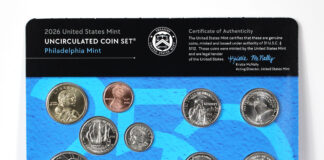 US Mint Sales: Lincoln Cents Lift 2026 Mint Set Near Limit CoinNews photo 1776-2026 Uncirculated Coin Set, P card front