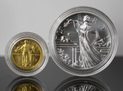 CoinNews photo shows the 1916 Standing Liberty Quarter Gold Coin and Silver Medal