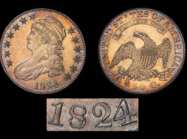 First Known Proof 1824/1 Half Dollar Heads to Auction Proof 1824/1 overdate Capped Bust half dollar