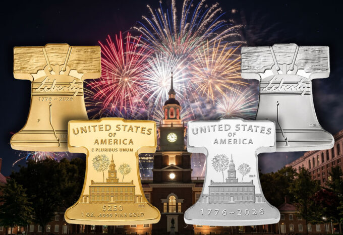 Liberty Bell-Shaped Gold Coins and Medal