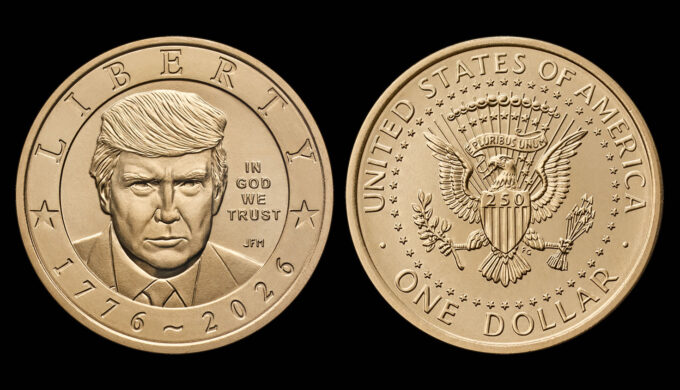 US Mint images 1776-2026 President Donald J. Trump $1 Coin