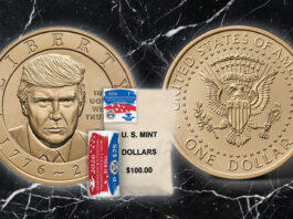 Trump $1 Coin Rolls and Bags Launch Sept. 2; 24K Gold Coin Revealed 1776 ~ 2026 President Donald J. Trump Dollar Rolls and Bags