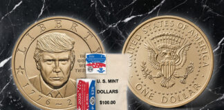Trump $1 Coin Rolls and Bags Launch Sept. 2; 24K Gold Coin Revealed 1776 ~ 2026 President Donald J. Trump Dollar Rolls and Bags