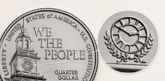 U.S. Constitution Quarter Hides a 2:50 Anniversary Nod An enlarged view of the 1776 ~ 2026 U.S. Constitution quarter reveals Independence Hall's clock