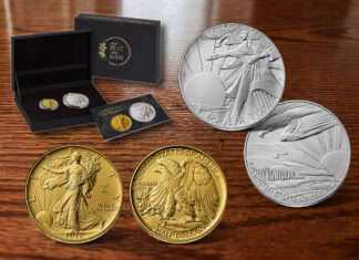 U.S. Mint Launches Walking Liberty Gold Coin and Medal Set 1916 Walking Liberty and Medal Set plus Packaging