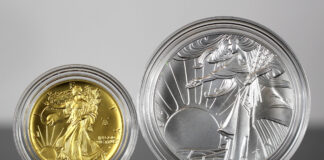 US Mint Sales: Walking Liberty Takes No. 1 CoinNews photo of a 1916 Walking Liberty Half Dollar Gold Coin and Silver Medal