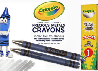 Crayola Blue Crayon Recreated in 1.5 Ounces of Silver Crayola Precious Metal Silver Crayons
