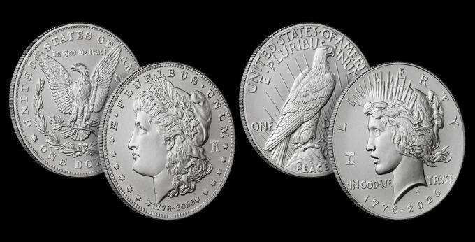 U.S. Mint images 2026 Enhanced Uncirculated Morgan and Peace Silver Dollars