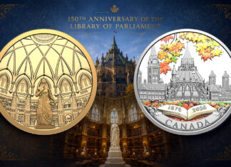 Royal Canadian Mint Coins Mark Library of Parliament at 150 150th Anniversary of the Library of Parliament Gold and Silver Coins