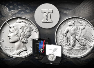 U.S. Mint 1776-2026 Palladium Eagle Launches With 250 Privy 1776-2026 $25 Uncirculated Palladium Eagle coin - sides, bell and case