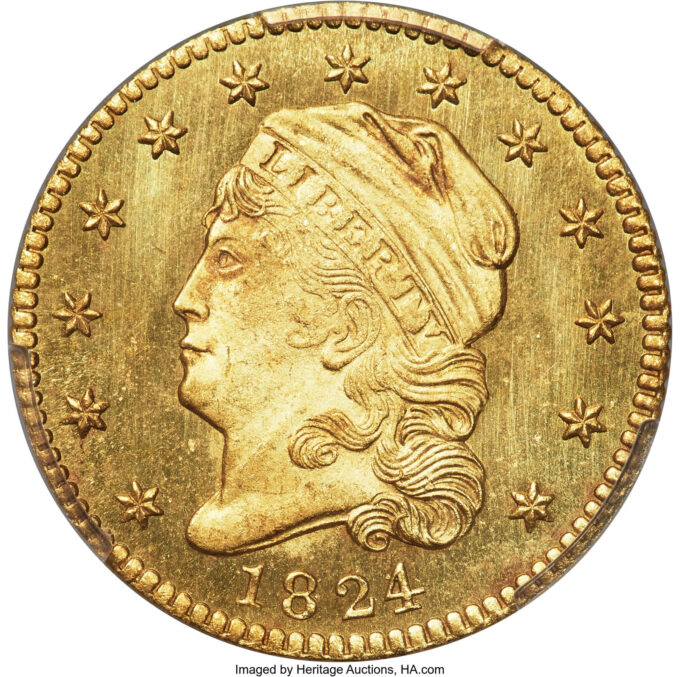 1824/1 Capped Head Left quarter eagle