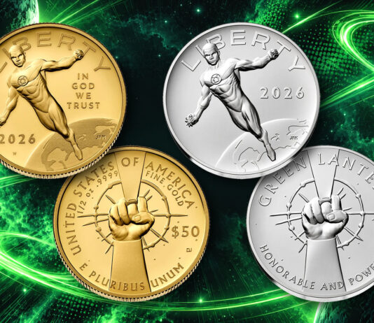 2026 Green Lantern Comic Art Coin and Medals Revealed by U.S. Mint 2026 Comic Art Green Lantern gold coin and silver medal