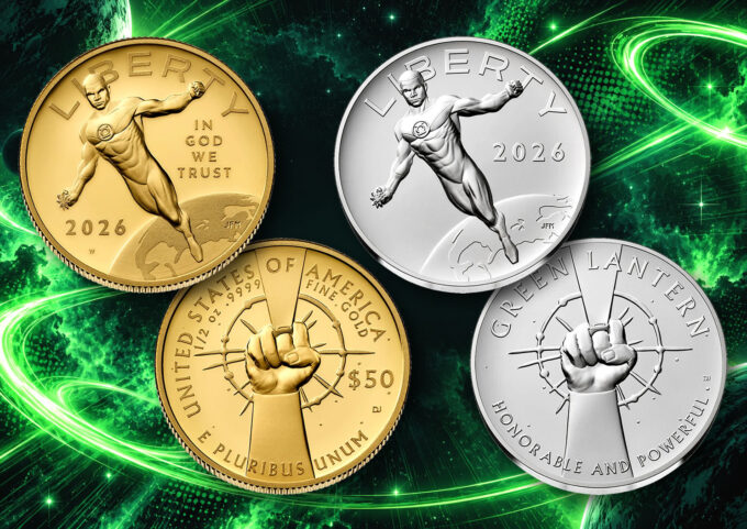 2026 Comic Art Green Lantern gold coin and silver medal