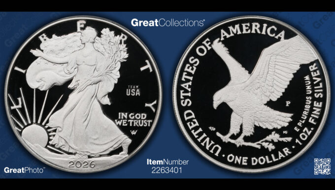 2026-P Proof Team USA Privy American Silver-Eagle 70DCAM GreatPhoto | CoinNews 2026-P Proof TEAM USA Privy American Silver Eagle graded PCGS Proof-70 Deep Cameo