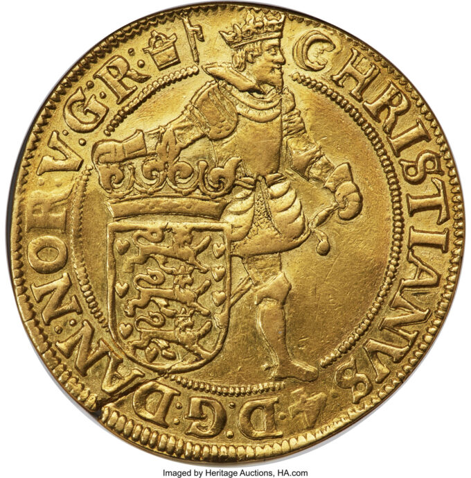 Christian IV gold 10 Ducat of 1623 from Denmark