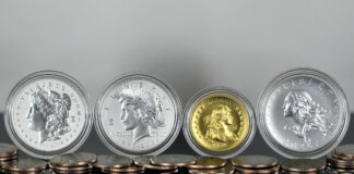 US Mint Sales: Silver Dollars, Constitution Quarters and 1804 Gold Top Six CoinNews photo showing 1776-2026 Morgan and Peace Silver Dollars, Constitution Quarters, and 1804 Gold Coin and Silver Medal