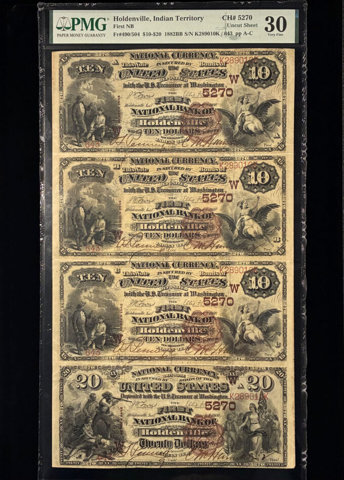 Holdenville uncut Indian Territory sheet | CoinNews Holdenville uncut Indian Territory sheet