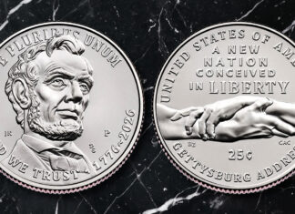 1776-2026 Gettysburg Address Quarter Enters Circulation Obverse and reverse of the 1776-2026 Gettysburg Address quarter featuring Abraham Lincoln and two clasped hands
