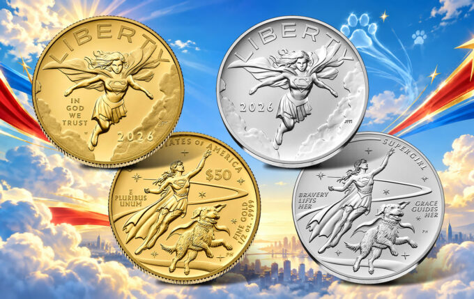 Supergirl Gold Coin and Silver Medals Featuring Krypto | CoinNews Supergirl gold coin and two silver medals featuring Krypto from the U.S. Mint