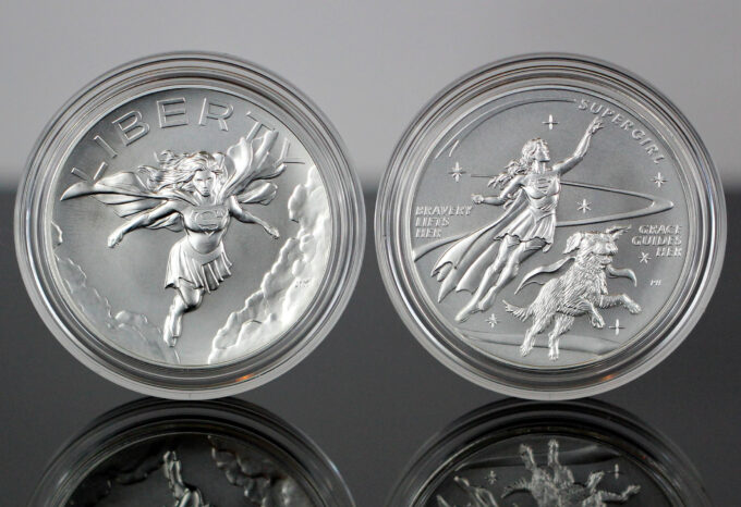CoinNews Photo – 2026 Supergirl 1-Ounce Silver Medals | CoinNews CoinNews photo showing two 2026 Supergirl 1-ounce silver medals, one with the obverse and one with the reverse